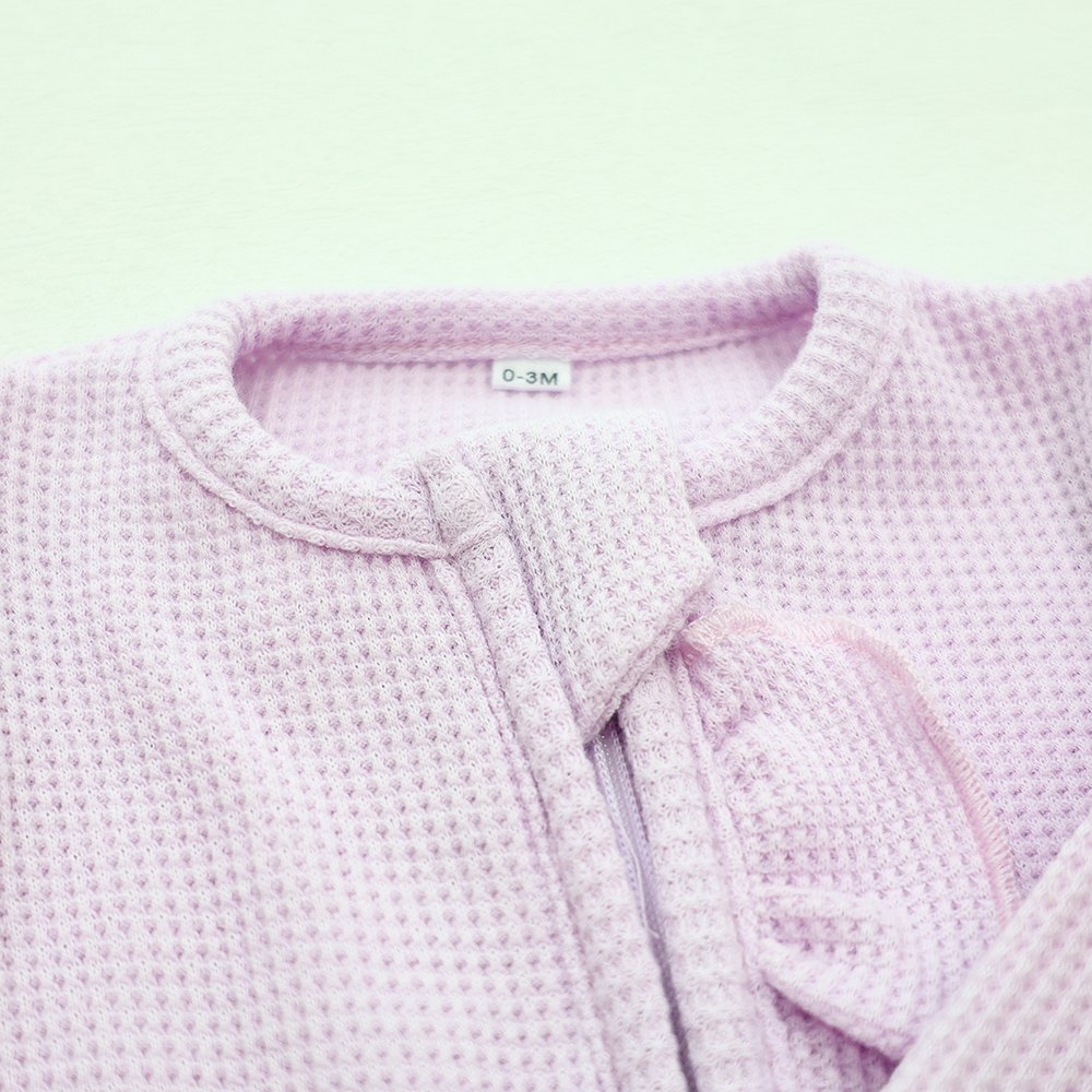 OEM new design waffle soft baby jumpsuit pajamas newborn sleeper one-piece boy girl clothes custom printed zipper baby rompers