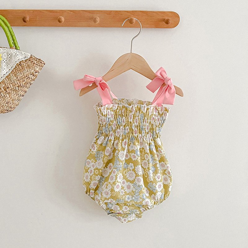 Summer Infant Romper Sleeveless Baby Girl Floral Slip Dress Sisters Fashion Baby Clothes
