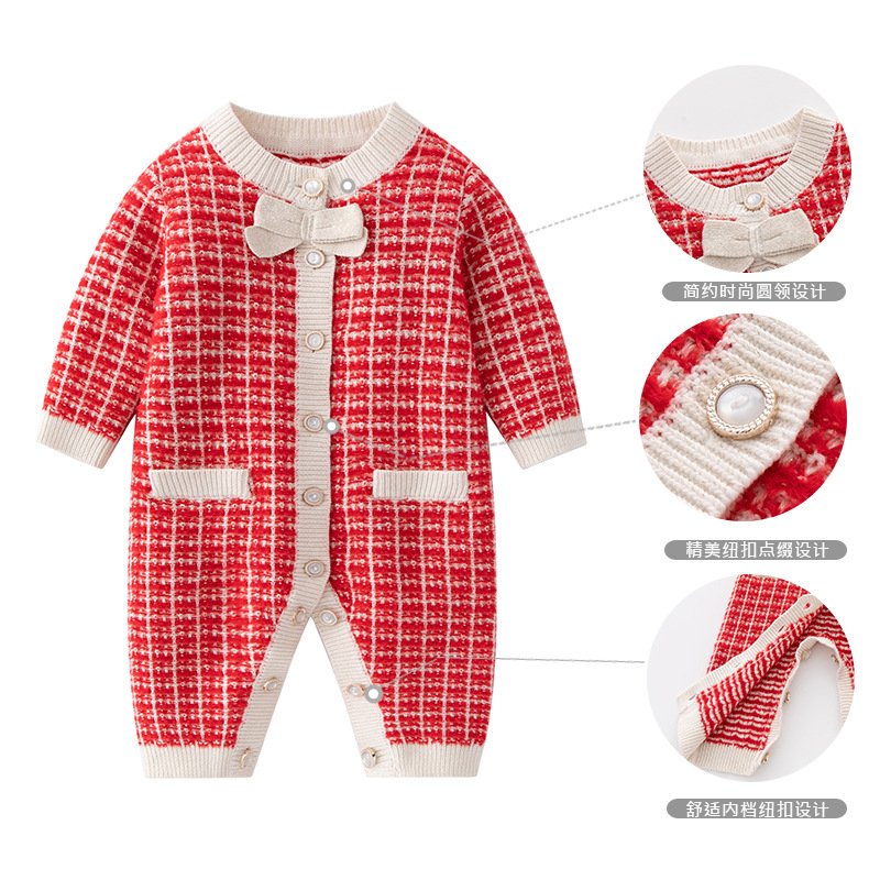 Newborn Designer Baby Girl Clothes Fashion Knitted Baby Romper Winter Sweater Boys Rompers