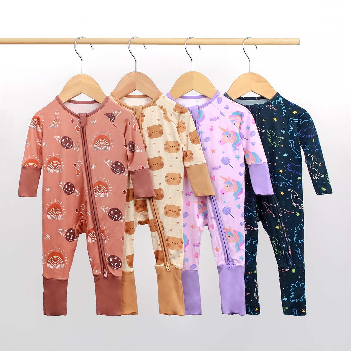 Engepapa autumn Newborn printed pajamas infant bamboo fiber cute comfortable sleeper baby girls romper