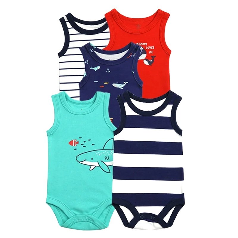 Factory Custom Wholesale Summer Boy Girl Clothes Sets Sleeveless Infant Newborn Clothes Printed Custom Baby Rompers Jumpsuit