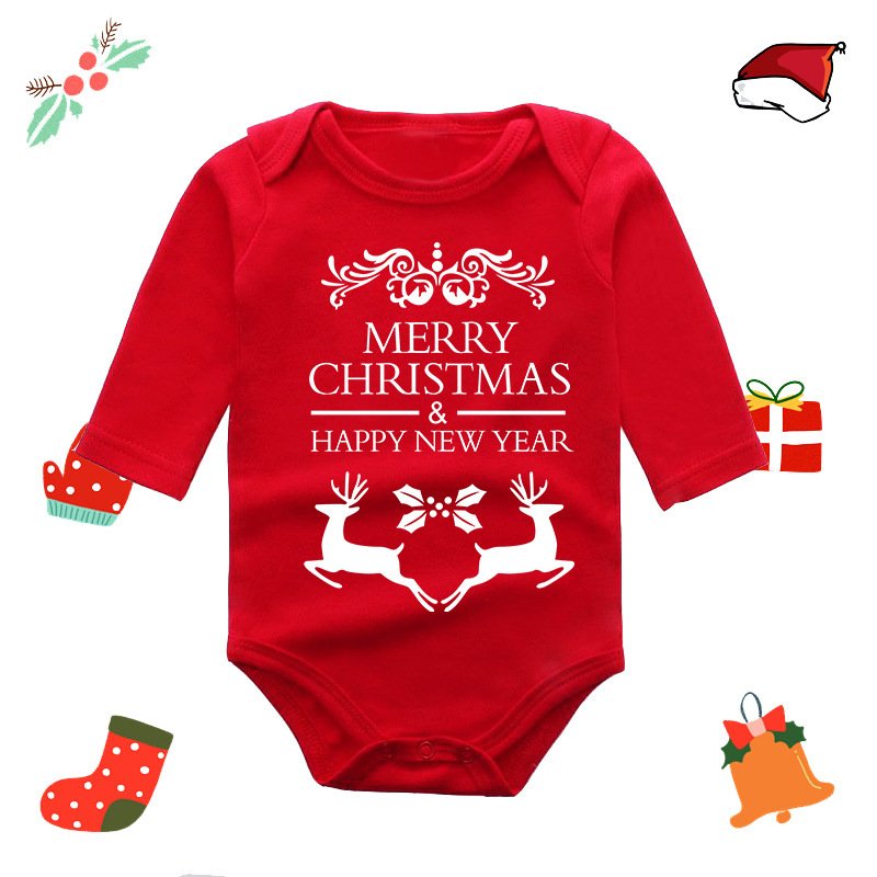 Christmas Newborn 0-24m Baby Red Clothes Santa Claus Pictures Infant Romper 1st Baptism Dress Clothing