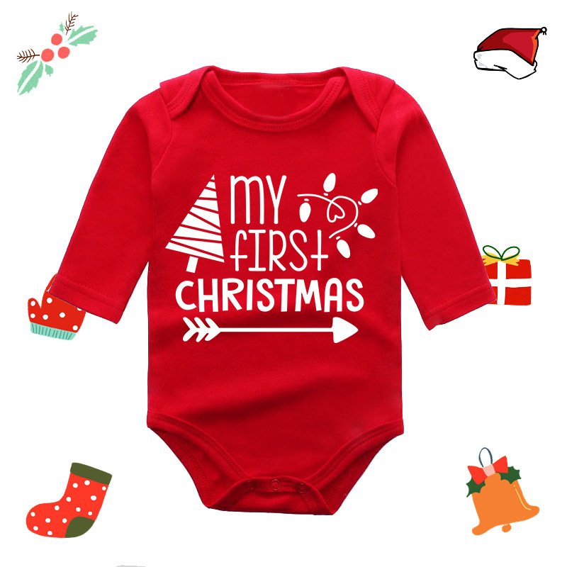 Christmas Newborn 0-24m Baby Red Clothes Santa Claus Pictures Infant Romper 1st Baptism Dress Clothing
