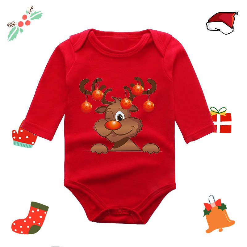 Christmas Newborn 0-24m Baby Red Clothes Santa Claus Pictures Infant Romper 1st Baptism Dress Clothing