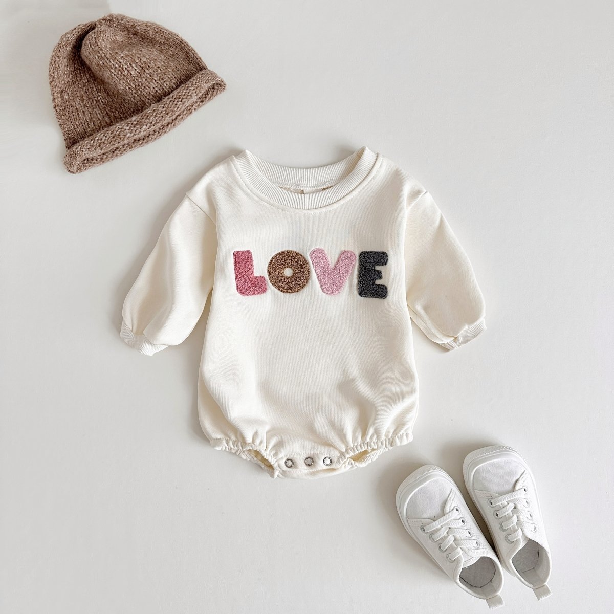 Autumn Baby Girls Romper Newborns Boys Clothes Bodysuit Long Sleeve Love embroidery Jumpsuit 0-1Y