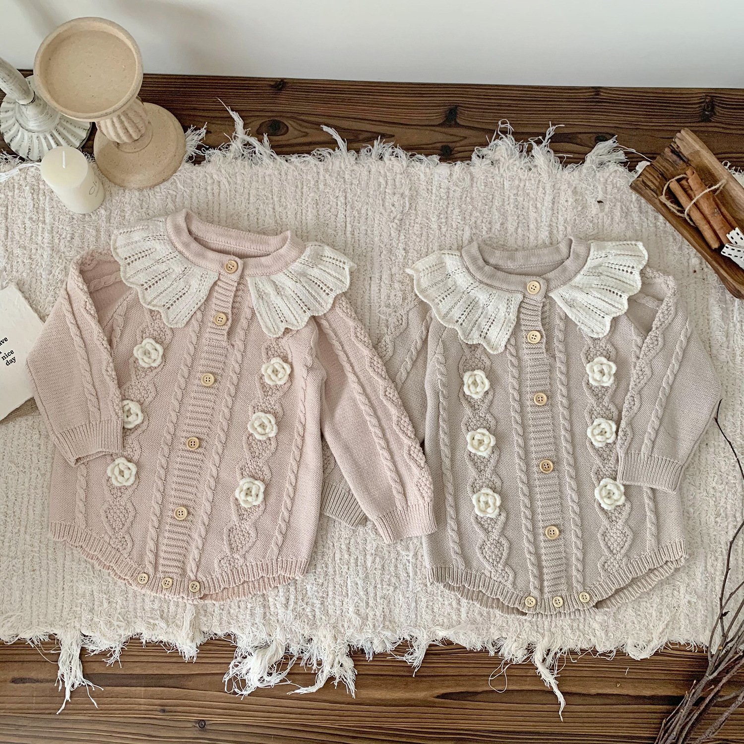 Baby Clothes Girls 6-9 Months Cotton Knitted Jumpsuit Baby Ruffles Hand-crocheted Floral Romper For Baby Girl