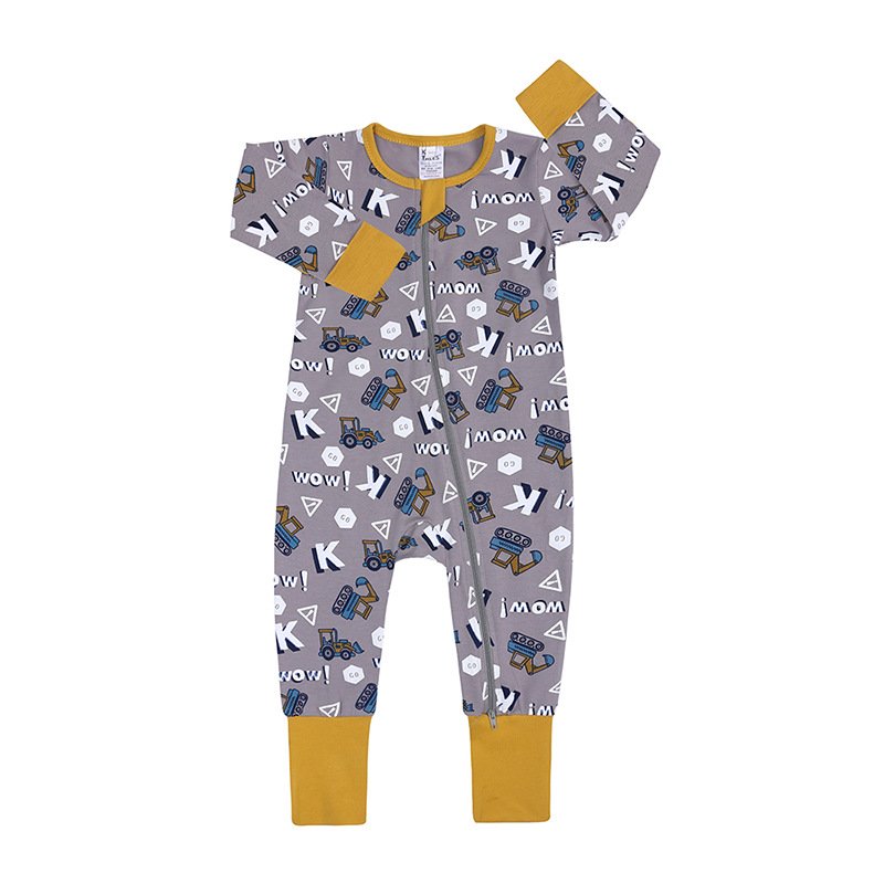 Custom Reactive Print Organic Bamboo Clothing Zip Baby Rompers Wholesale Baby Boy's and Girls' Summer Baby Rompers