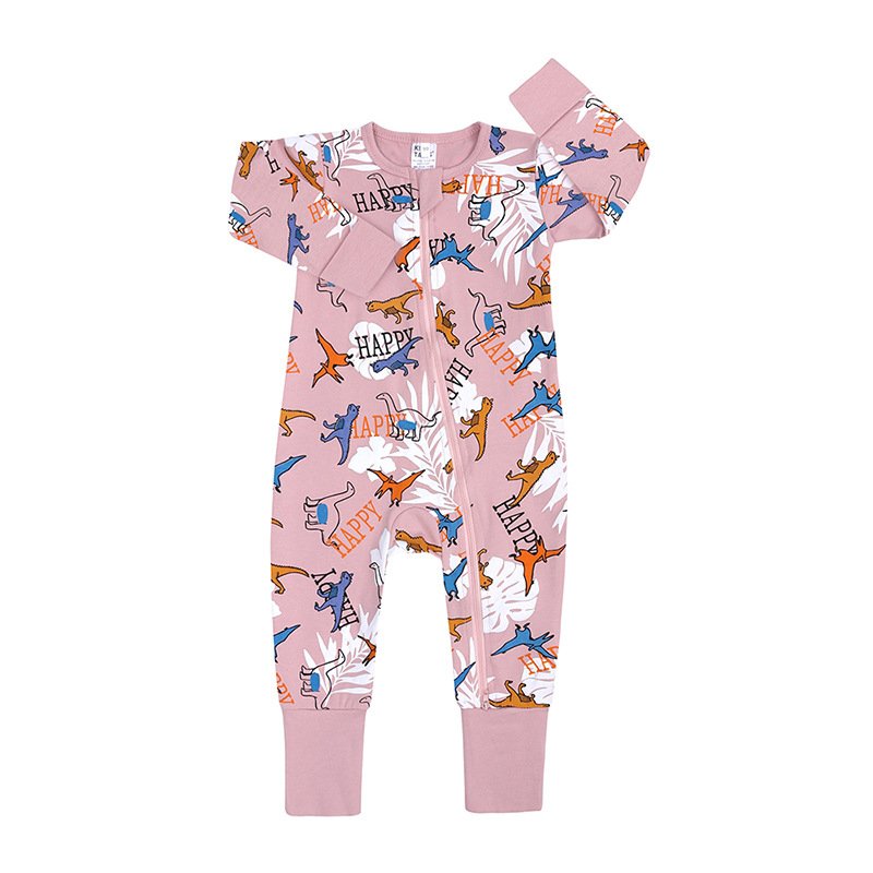 Custom Reactive Print Organic Bamboo Clothing Zip Baby Rompers Wholesale Baby Boy's and Girls' Summer Baby Rompers