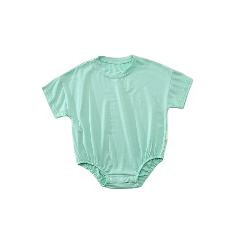 Short Sleeve Crawling Clothes Bubble Romper Casual Loose Blank Oversized Monogram Modal Baby Boy Bubble Romper