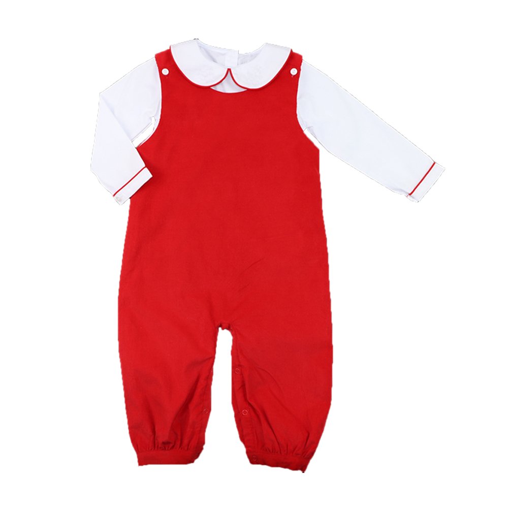 Embroidered red corduroy cotton newborn baby rompers winter Christmas toddler infant babies boy clothes wholesale