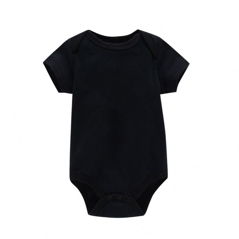 Wholesale Baby Rompers Summer Breathable Cotton Jumpsuit Solid Short Sleeve Onesie
