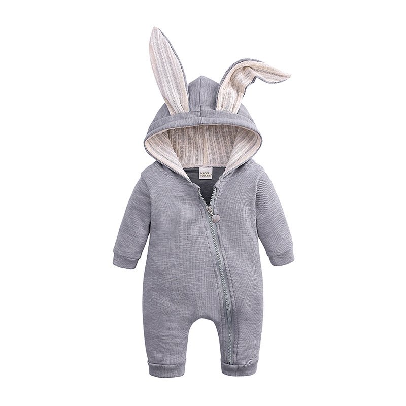 Winter Baby Rompers Newborn Boys Girls Clothes Rabbit Ear Hooded Long Sleeve Jumpsuit Infant Costume Fleece Thick Romper pajamas