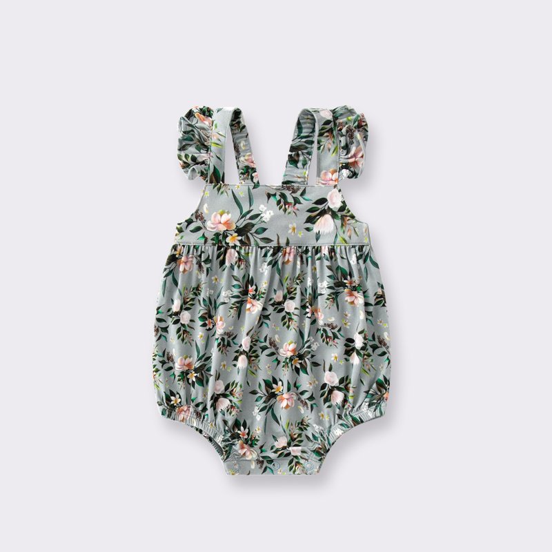 Factory Summer Flowers Newborn bamboo Clothes Headband Baby Girl' Ruffle Rompers Floral Baby Romper Girls Clothes 6980