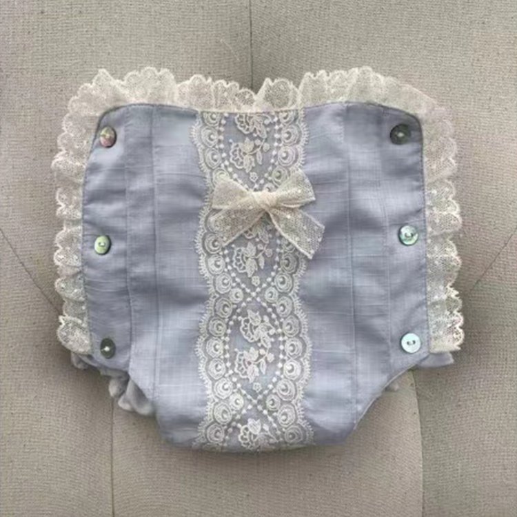 Custom Boutique Clothes Newborn Baby Girls Spanish Romper Luxury Blue Jumpsuit White Lace Shirts Hats Shorts Birthday Outfits