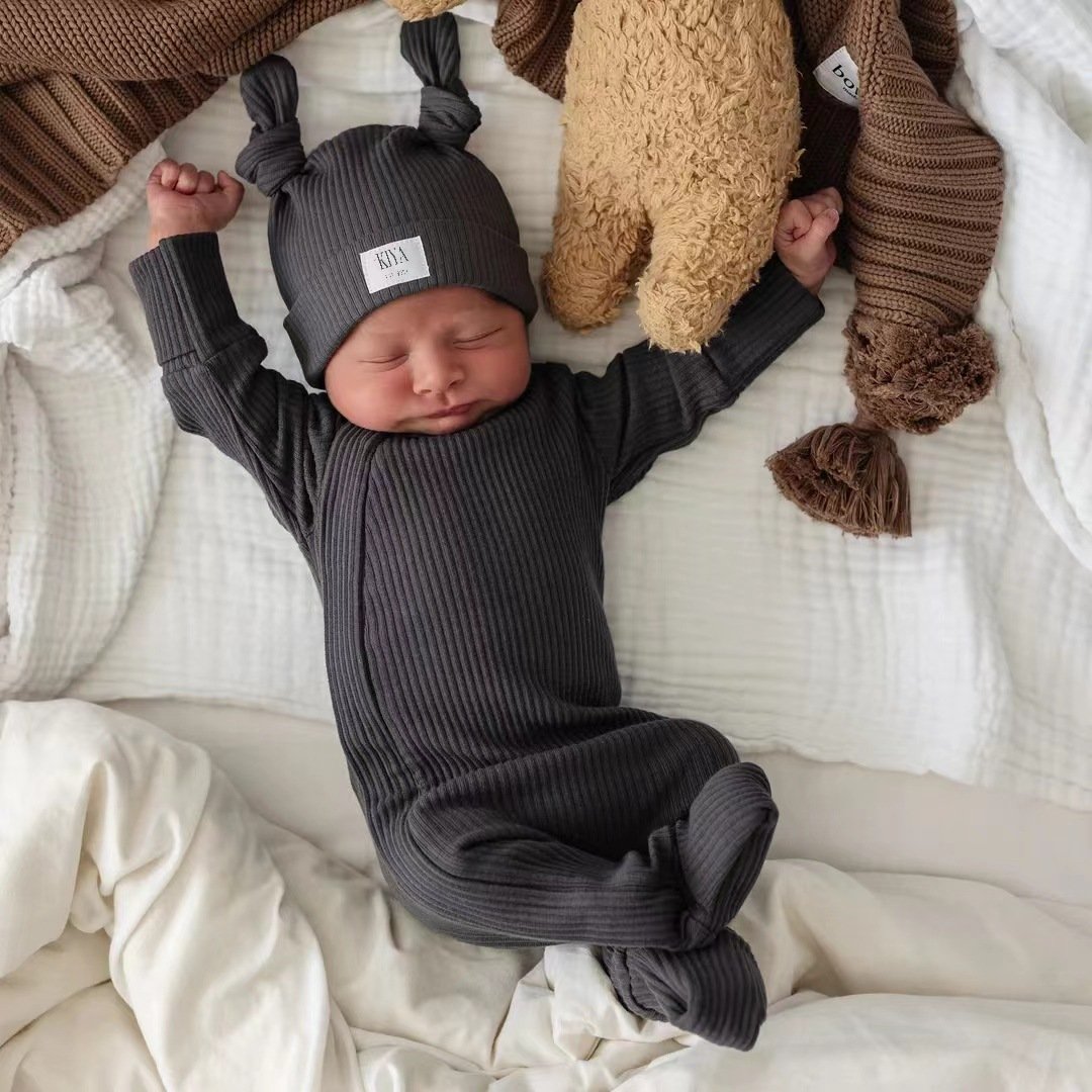 High Quality Newborn Baby Jumpsuits 0-24 Months Bamboo Baby Clothes Long Sleeve Pajamas Ribbed Double Zipper Baby Romper