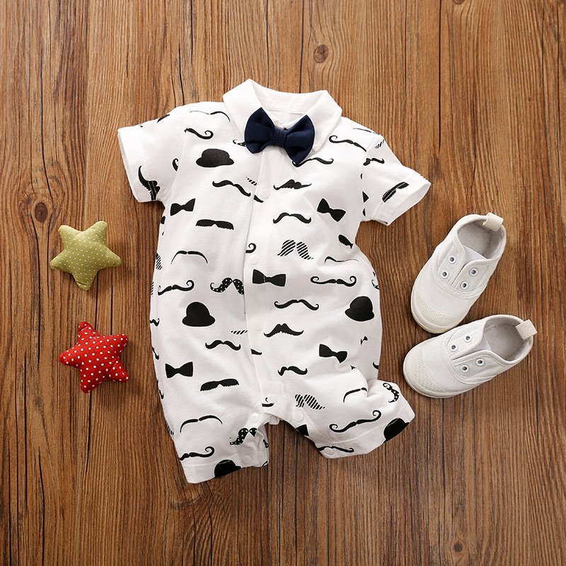 Baby boy fashion baby boy summer clothes gentleman baby rompers boy short sleeve wholesale
