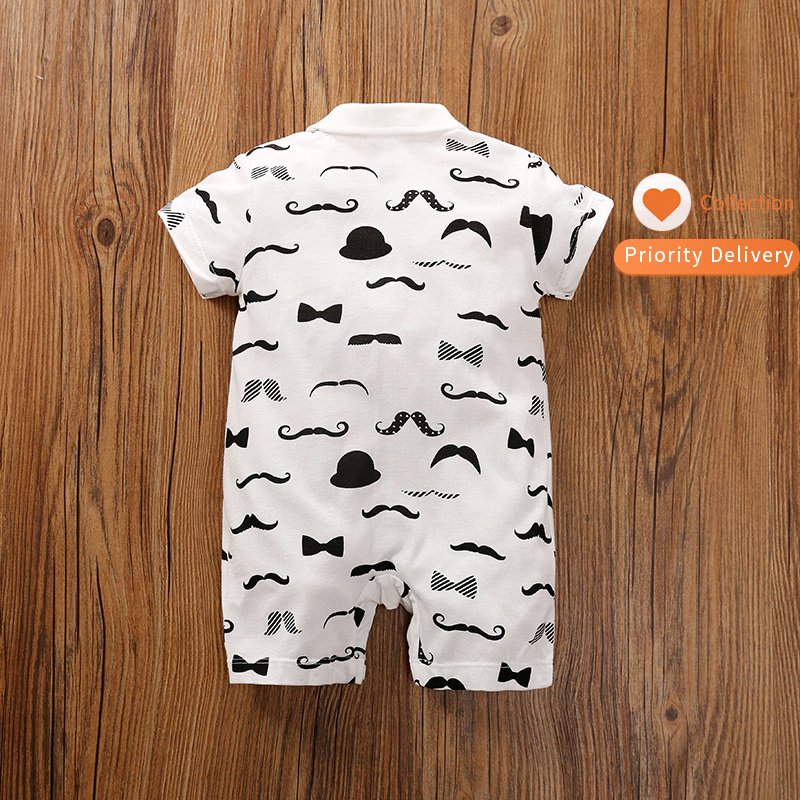 Baby boy fashion baby boy summer clothes gentleman baby rompers boy short sleeve wholesale