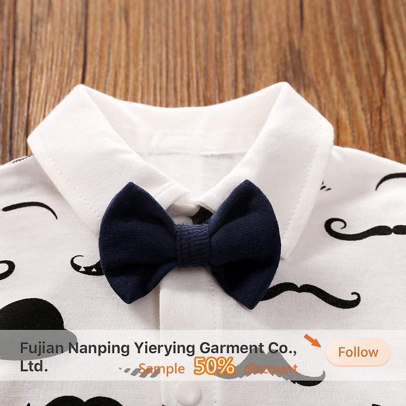 Baby boy fashion baby boy summer clothes gentleman baby rompers boy short sleeve wholesale