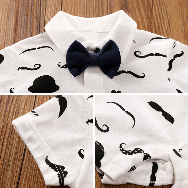 Baby boy fashion baby boy summer clothes gentleman baby rompers boy short sleeve wholesale