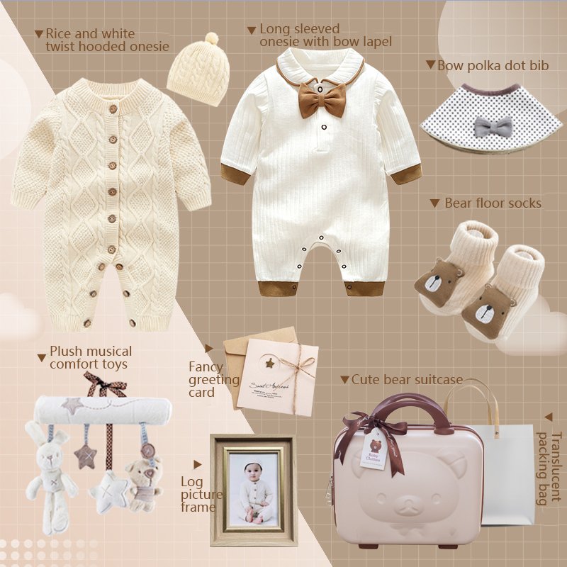 New Popular gentle style 9 pieces 100% cotton all season casual wear baby clothes gift set for babies