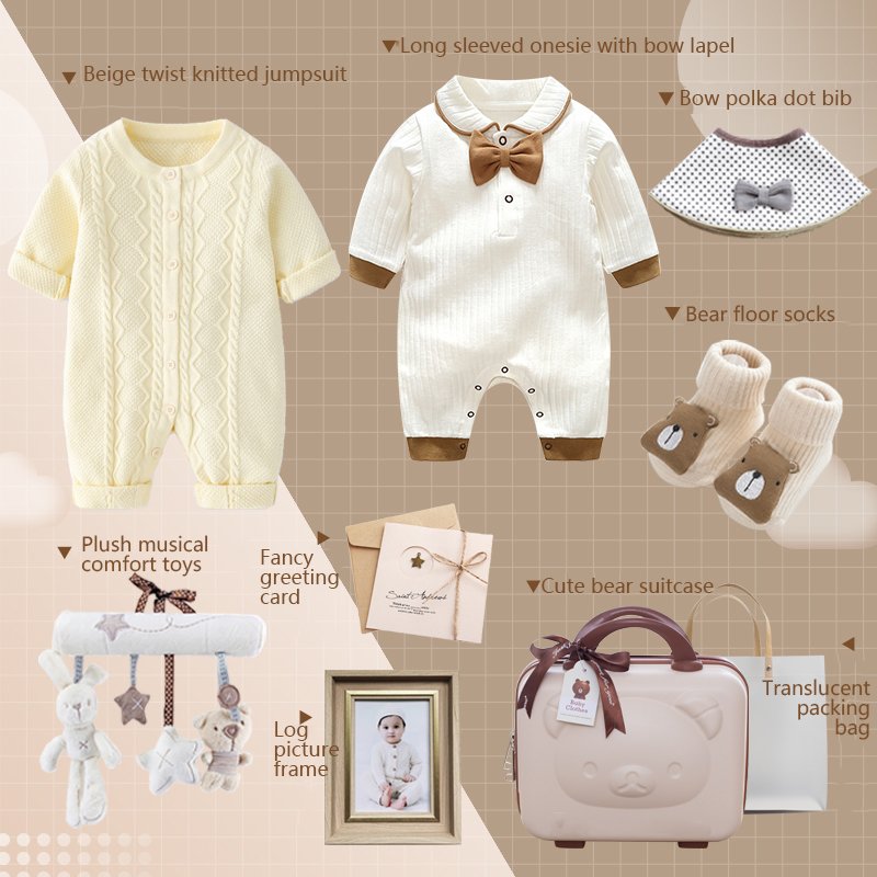 New Popular gentle style 9 pieces 100% cotton all season casual wear baby clothes gift set for babies