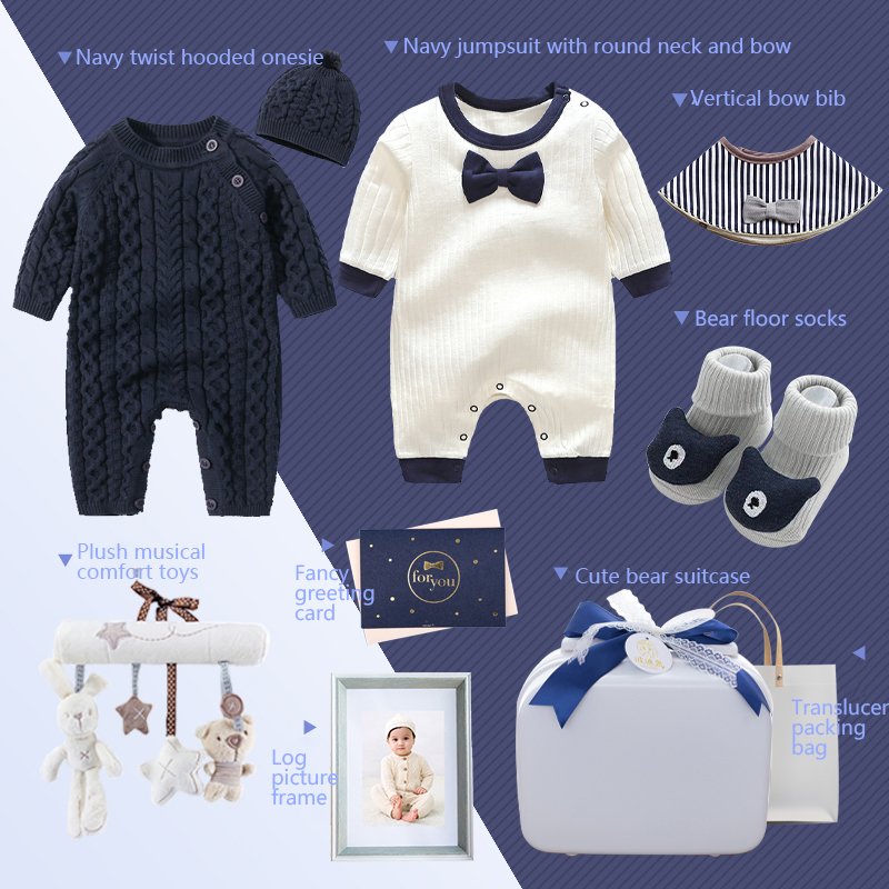 New Popular gentle style 9 pieces 100% cotton all season casual wear baby clothes gift set for babies