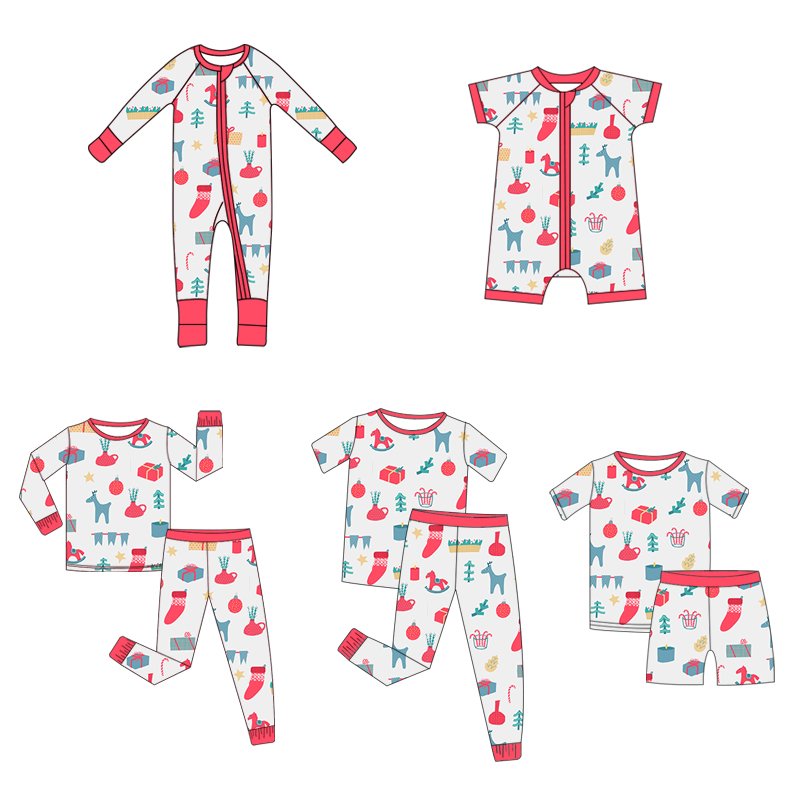 Custom Solid Bamboo Two Way Zipper Baby long sleeve Romper Footie Pajamas Baby clothes new born baby Pajamas
