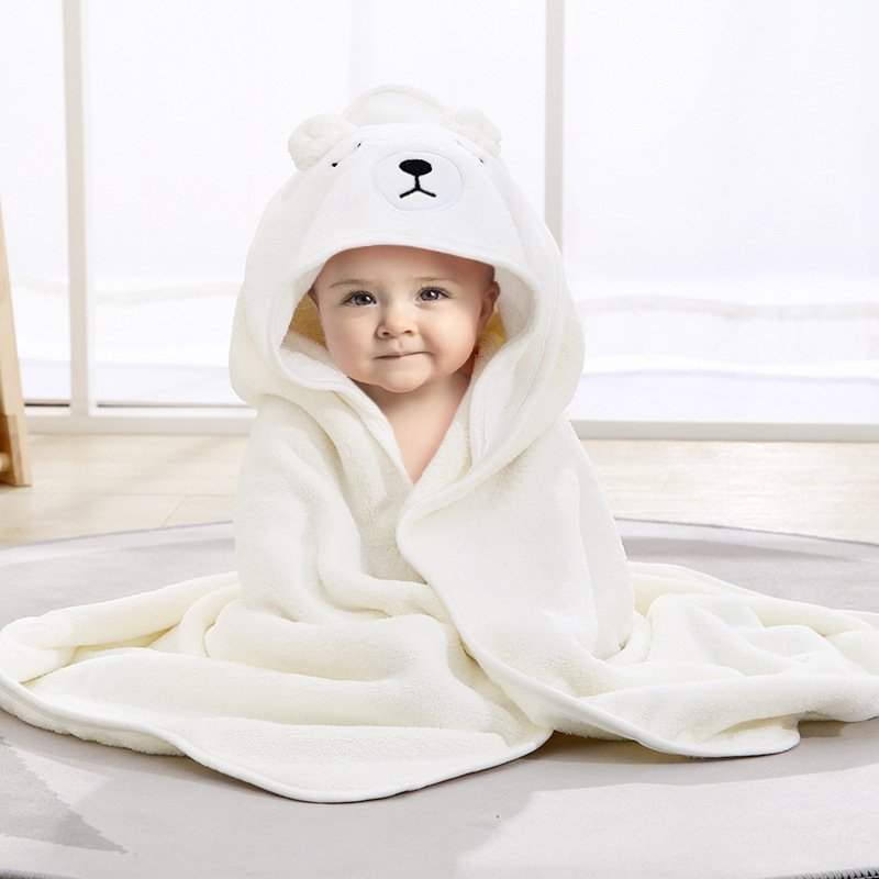 Baby bag with spring and fall baby cartoon blanket baby absorbent coral velvet hooded bathrobe luxury