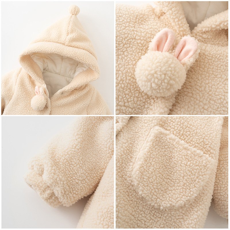 High Quality Cute Baby Rompers Newborn Jumpsuits Rompers Padded Coat Winter Romper Thickened Hooded