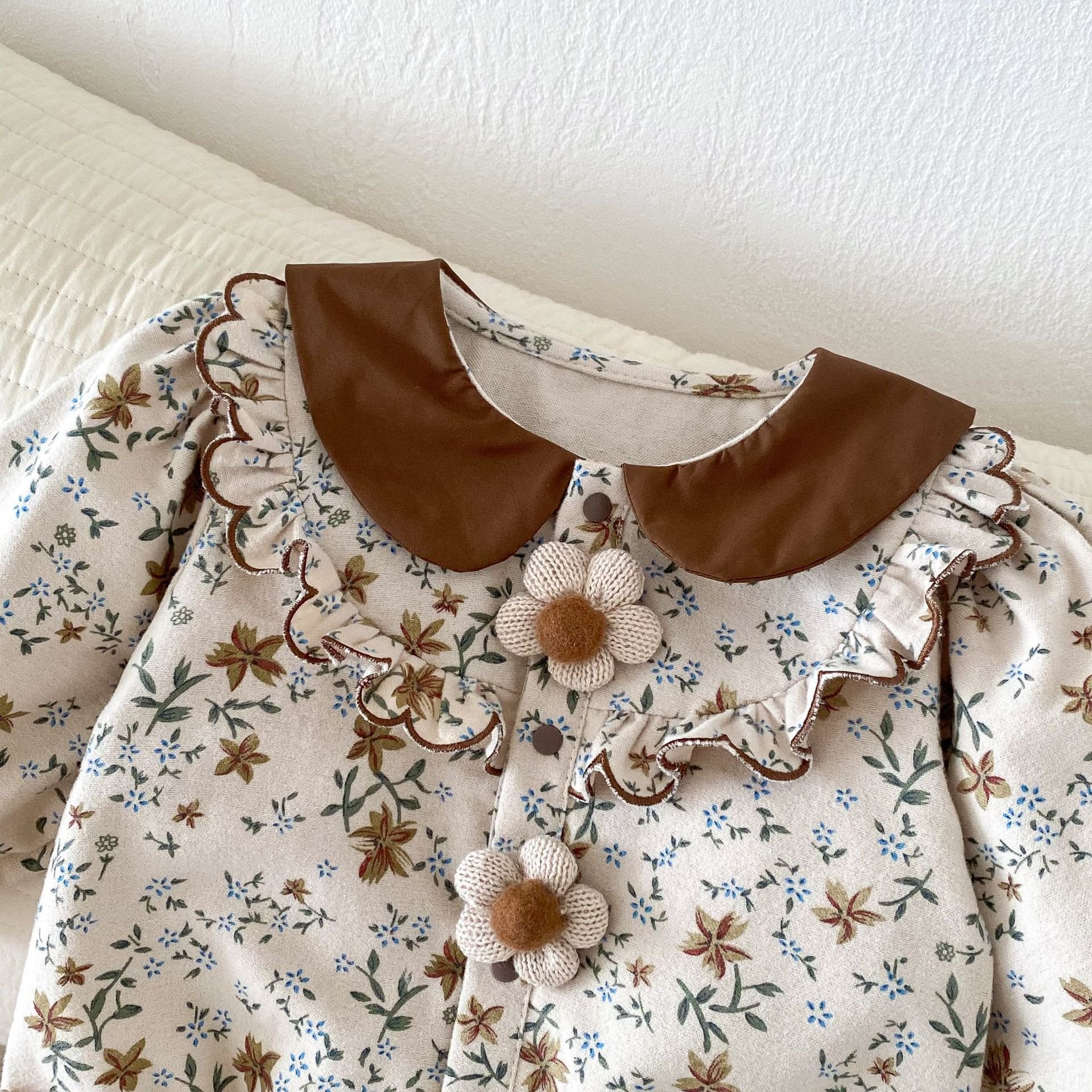 Baby girl floral bodysuit 0-2 years old autumn baby romper sweet cute jumpsuit