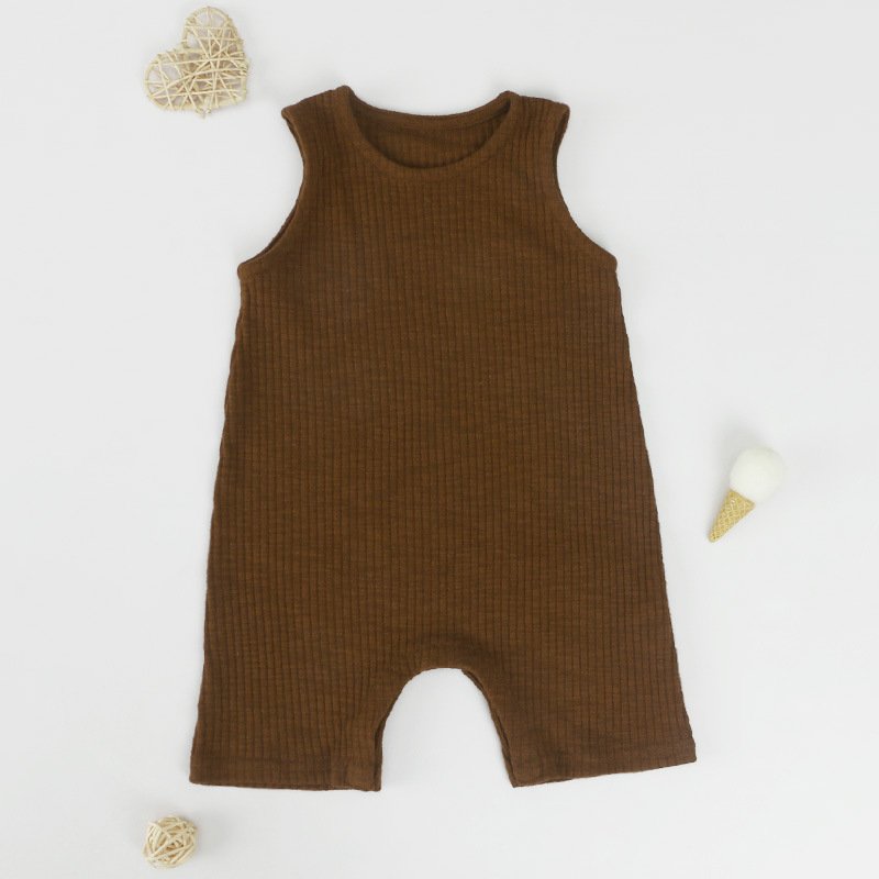 2022 Newborn jumpsuit soft infant button ribbed sleeveless baby rompers