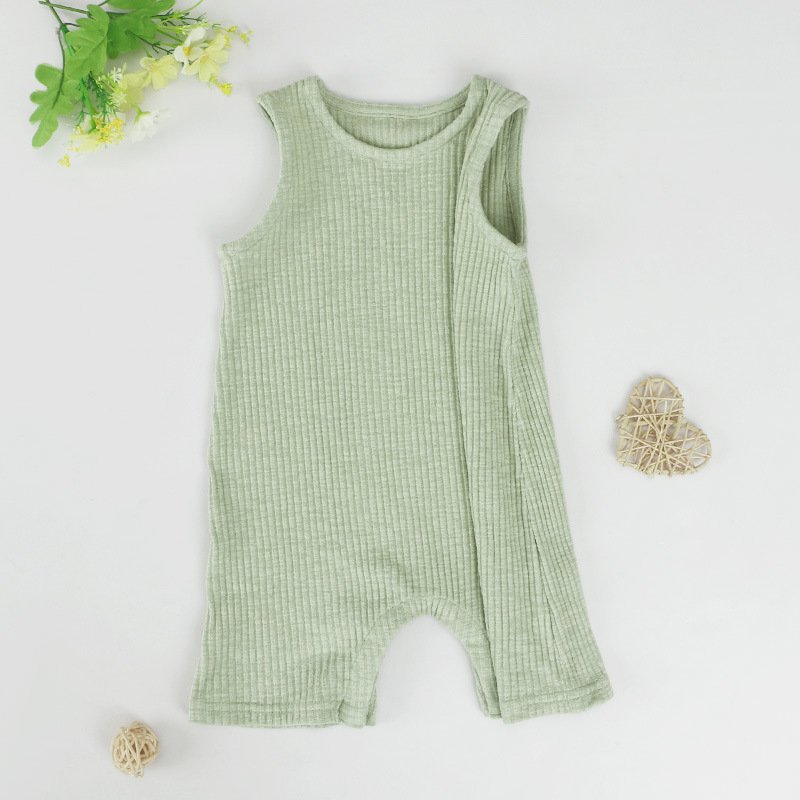 2022 Newborn jumpsuit soft infant button ribbed sleeveless baby rompers