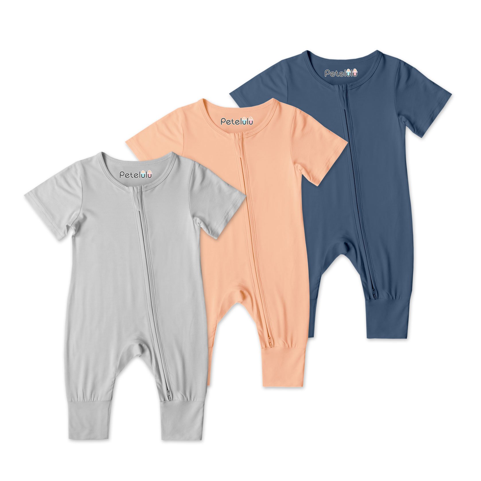 Petelulu Bamboo Baby Bodysuit 95% Bamboo Fiber 5% Spandex Zipper Baby Rompers Long Sleeve Casual Clothes Full Skin Care