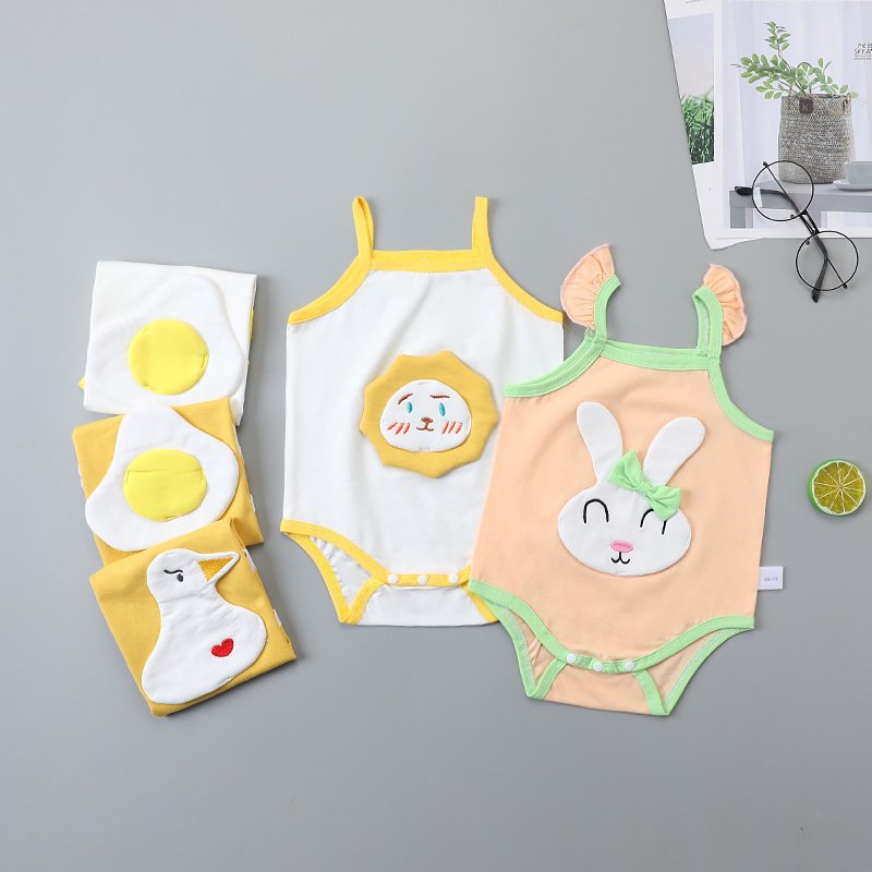 2021 summer new baby crawling clothes baby cute animal pattern clothes boys and girls sleeping romper