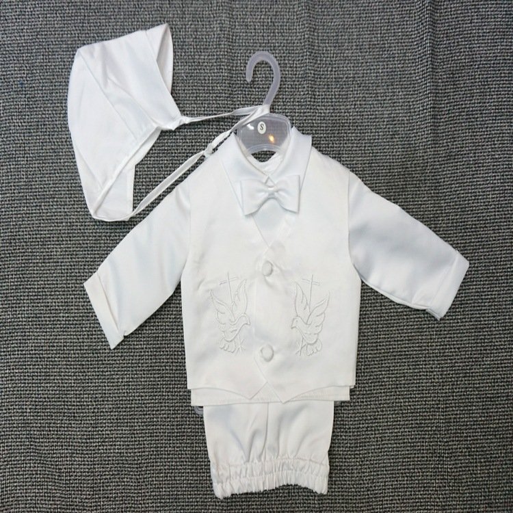 Baby Boy Clothes White Baby Boy 5 Pcs Set Christening Baptism Outfits Long Sleeve Suit Boy Formal Dress Pants Full OEM Solid 450