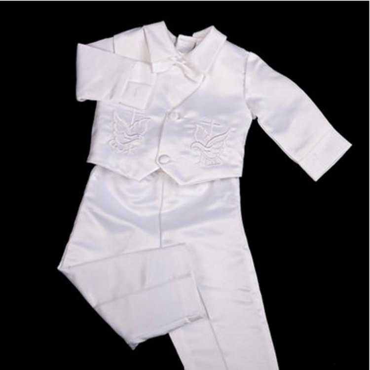 Baby Boy Clothes White Baby Boy 5 Pcs Set Christening Baptism Outfits Long Sleeve Suit Boy Formal Dress Pants Full OEM Solid 450
