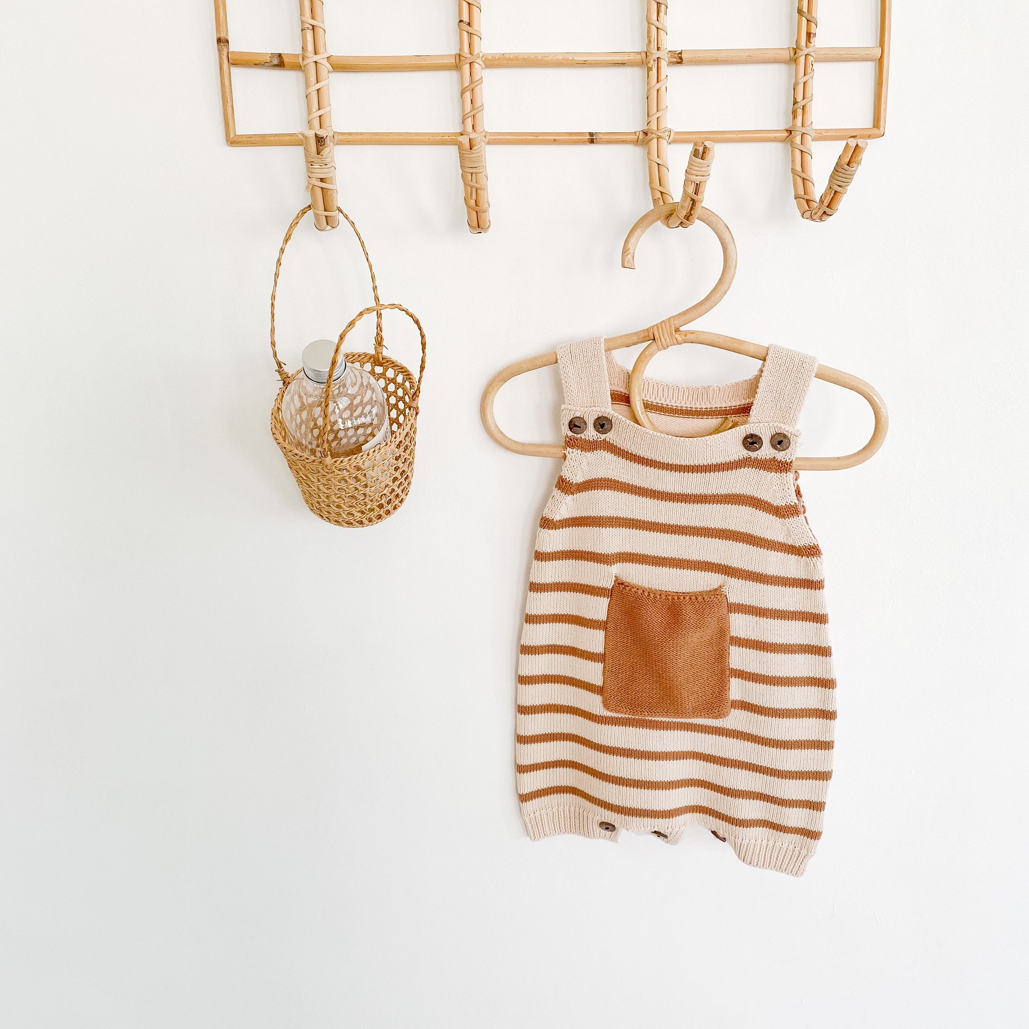 ins 2023 autumn pocket striped sling unisex baby infant clothing baby romper knitted wool jumpsuit romper clothes