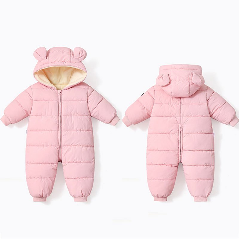 Newborn winter clothes thickened infant onesie jumpsuit outwear padded warm baby rompers with hooded