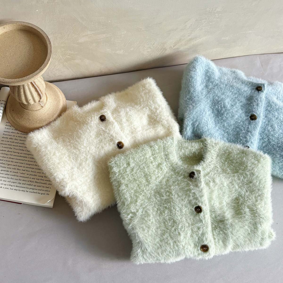 Wholesale 2024 Winter Baby Clothing Fashion Solid Color Knitted Long Sleeve Cotton Baby Rompers