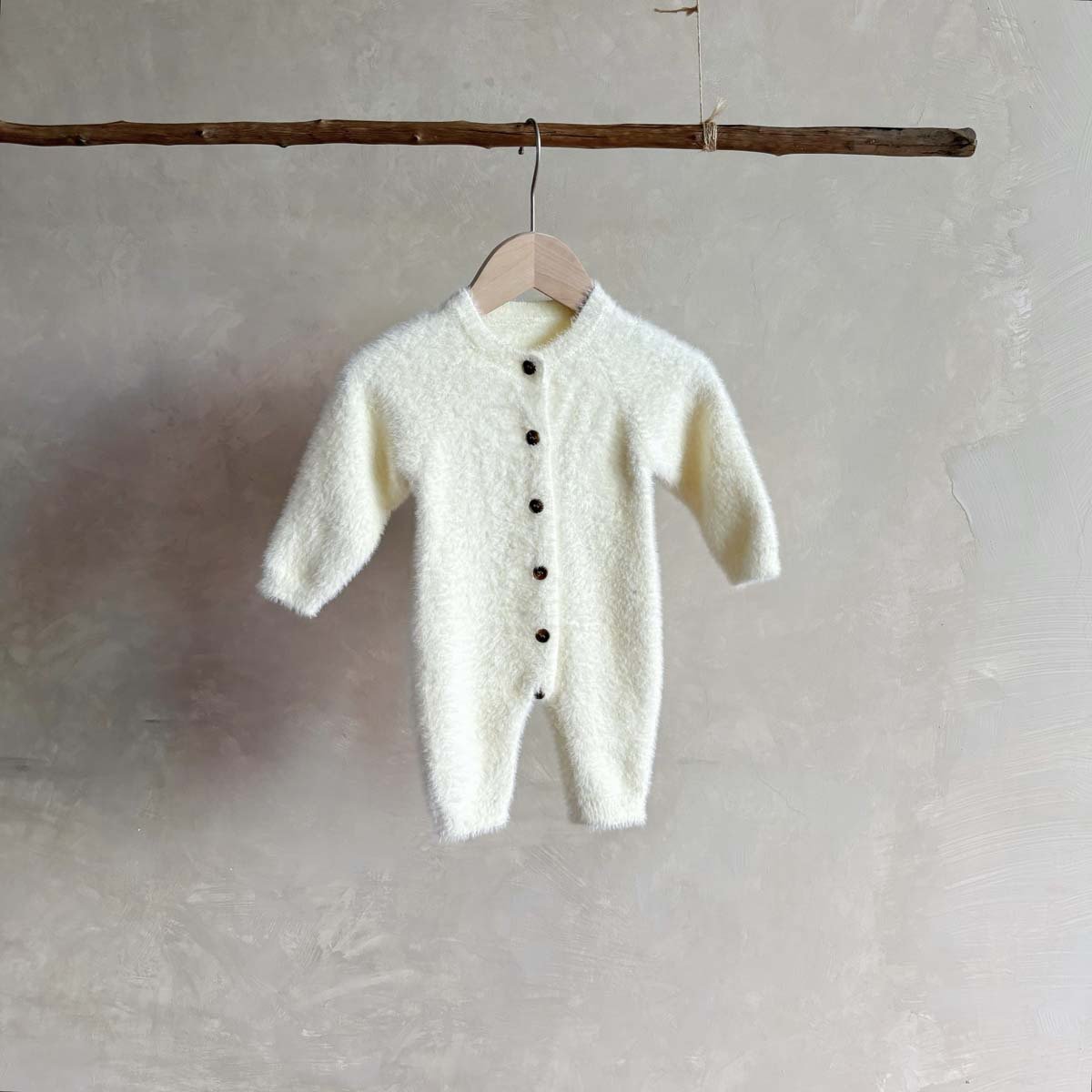 Wholesale 2024 Winter Baby Clothing Fashion Solid Color Knitted Long Sleeve Cotton Baby Rompers