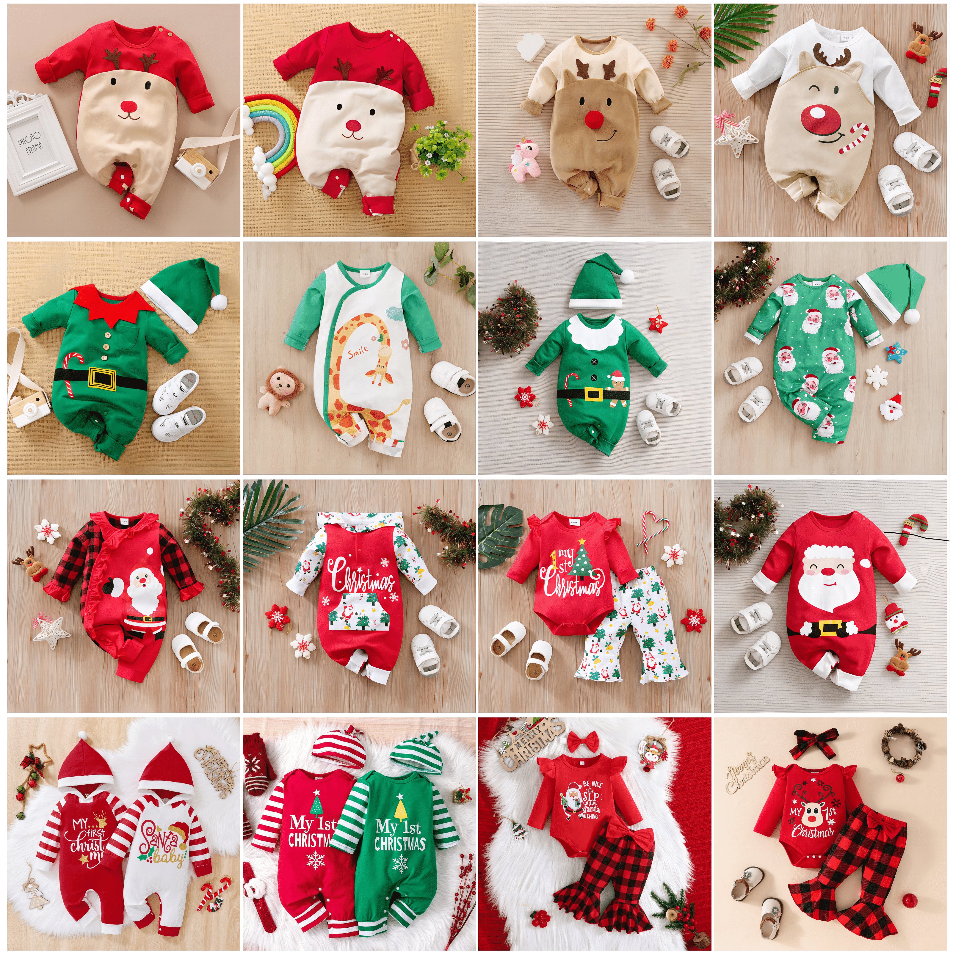 My First Christmas Baby 2024 Winter Santa Claus Print Baby Christmas Outfit Newborn Infant Clothes Baby Romper