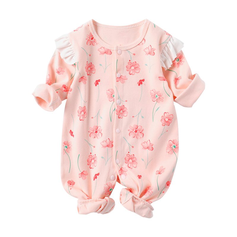 100% Cotton Baby Floral Romper Baby Girls Sprint Pink Roper