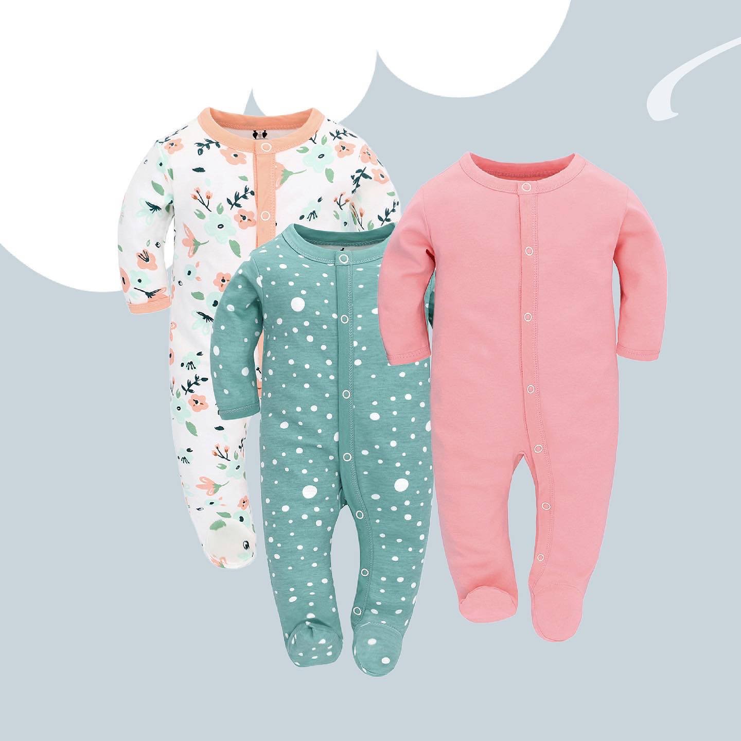 Wholesale Baby rompers Footed Pajamas with 100% Cotton for Toddler Boys Girls 3 Pack Girls Breathable Baby Clothing