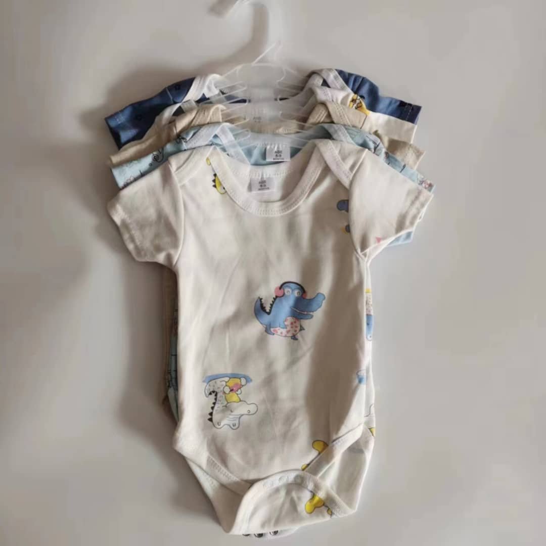 Infant Newborn Knit Overalls Baby Organic Cotton Jumpsuit Summer Short Sleeve Jacquard Baby Rompers Wholesale