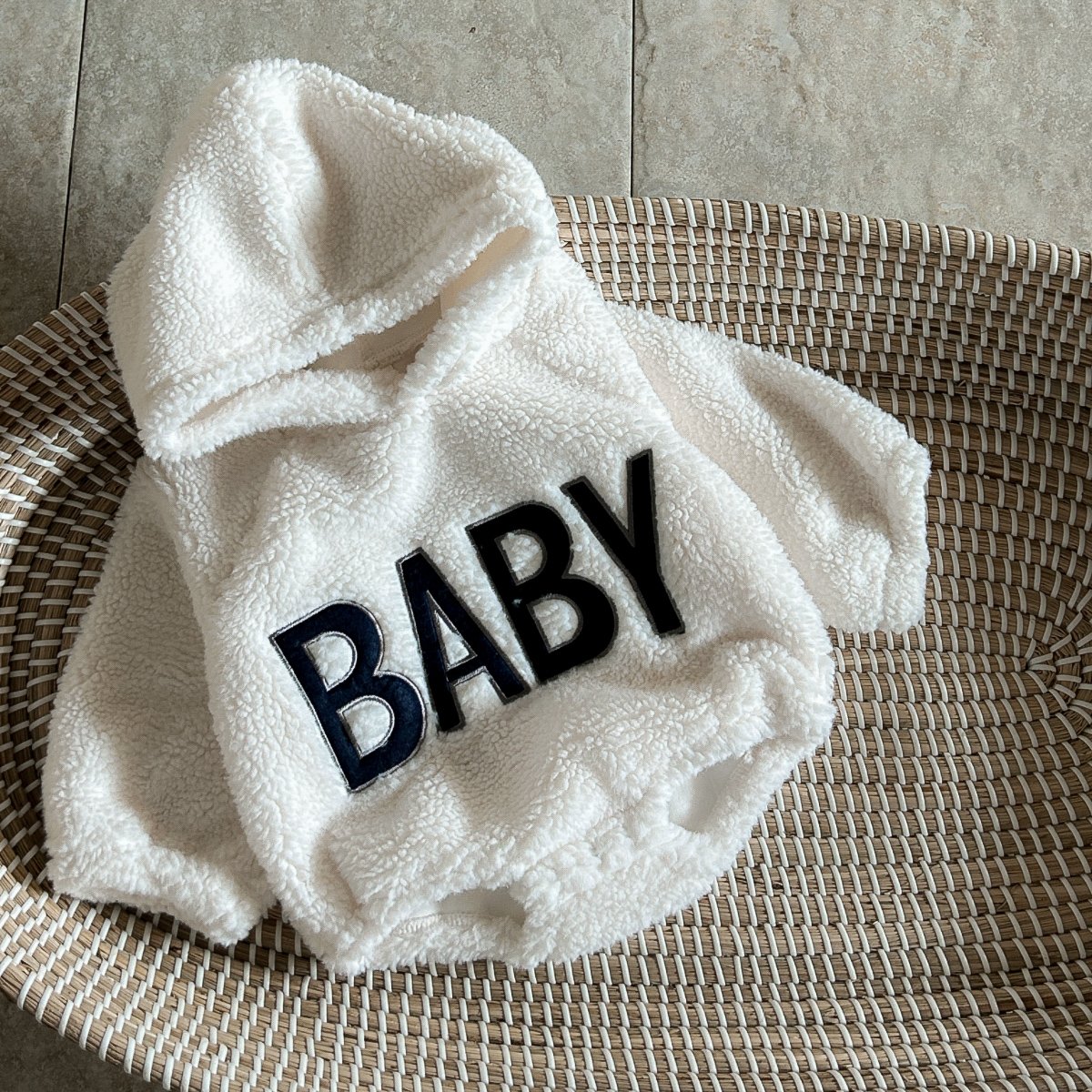 Winter Baby Wool Romper Infant Letter Embroidery Warm Long Sleeve Bodysuit Clothes Toddler Jumpsuit