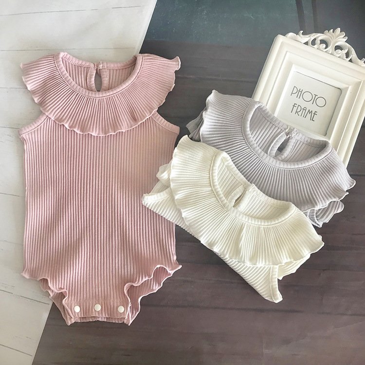New Arrival Newborn Clothes Ribbed Cotton Singlet Bodysuit Infant Girl Knitting Sleeveless Baby Romper