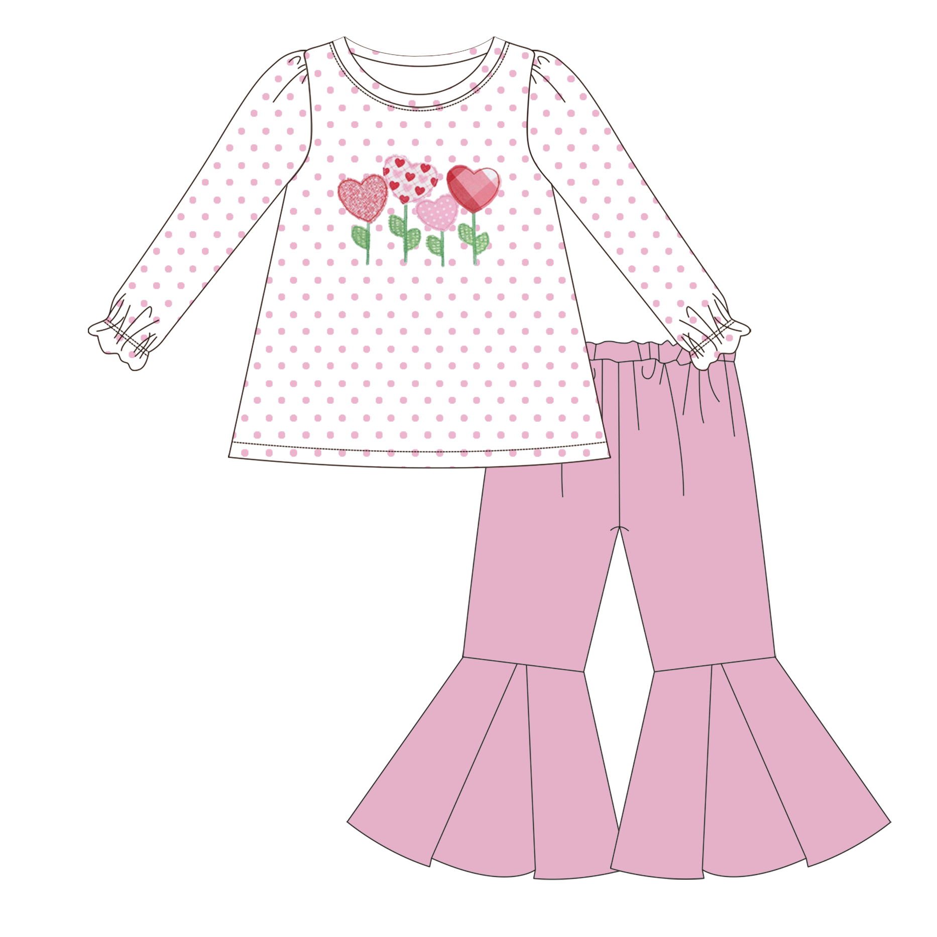 Boyis baby girls clothing sets three hearts applique girls dress