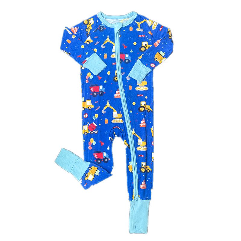 Custom 240g Bamboo Dirt Bikes Baby Boys Newborn Zippies Kids Pajamas Sleepwear