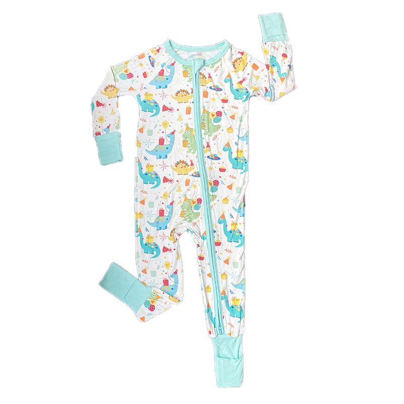 Custom 240g Bamboo Dirt Bikes Baby Boys Newborn Zippies Kids Pajamas Sleepwear