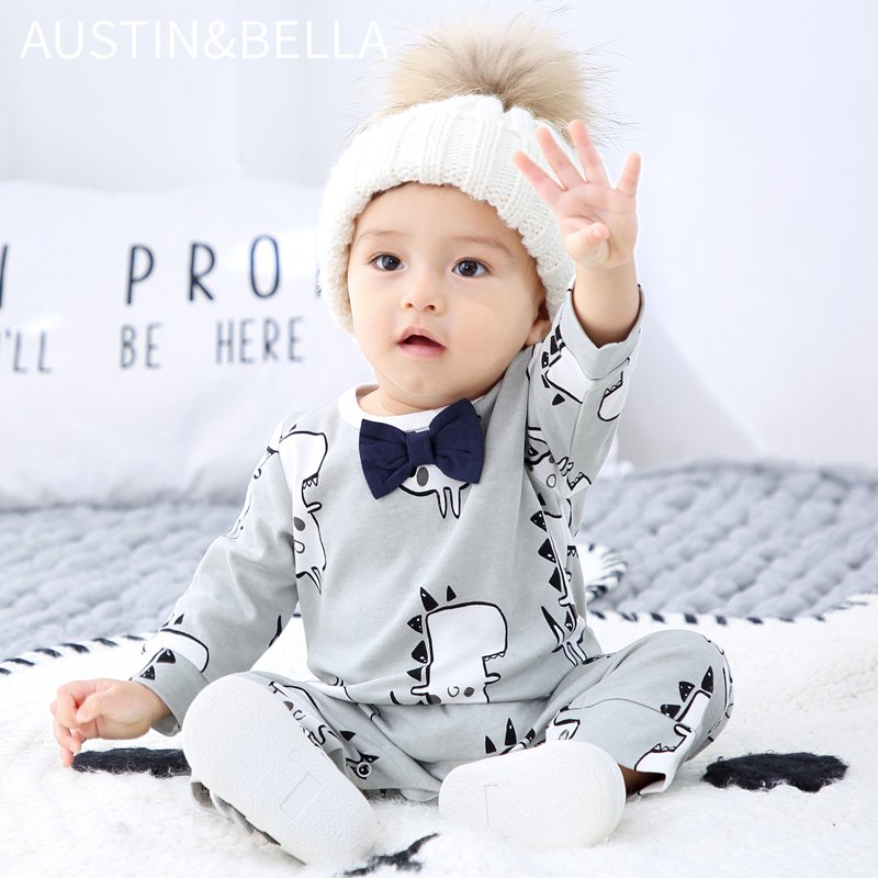 AustinBella boutique baby boys clothes 3-6 months romper wholesale baby fall clothes cotton baby jumpsuits 6483